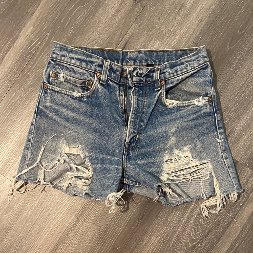 Levi's Ripped Blue Jean Shorts
